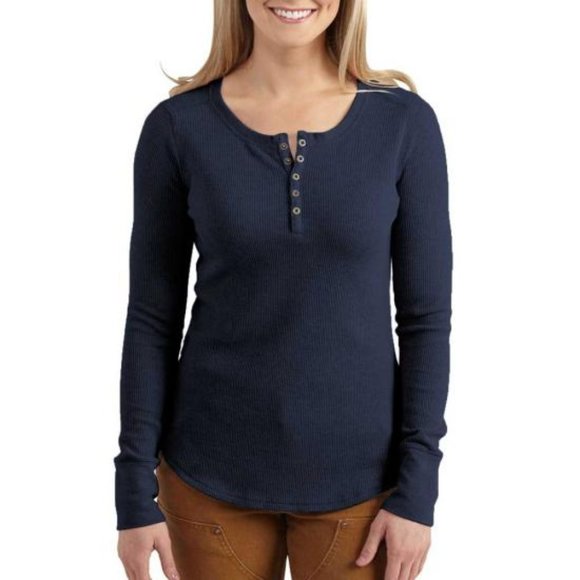 CARHARTT Long Sleeve Tee Women's Small 4/6 Cotton Crew Neck Long Sleeve Navy EUC - Picture 1 of 5